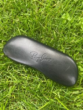 RAY-BAN Vintage Hard Shell Black Sunglasses Case Embossed Logo Felted Interior